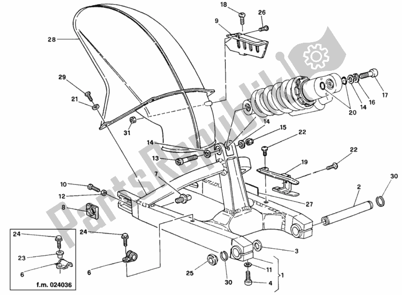 All parts for the Swing Arm Dm 006007 of the Ducati Supersport 900 SS 1992